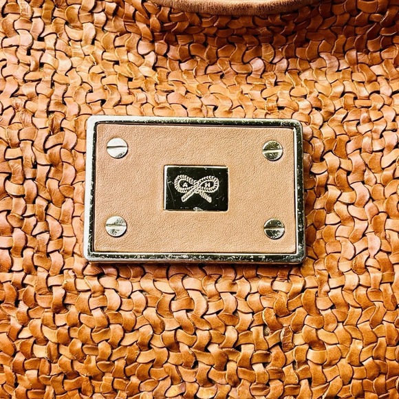 Anya Hindmarch Jethro Cognac Brown‎ Leather Woven Tote Shoulder Bag Crossbody - Picture 4 of 11